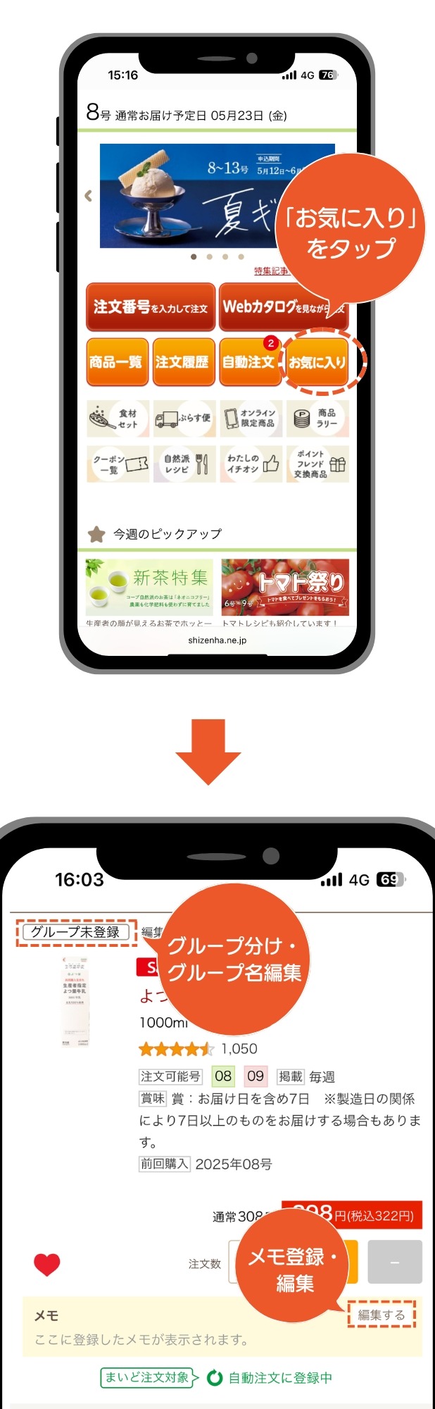 お気に入り編集・グループ分け方法